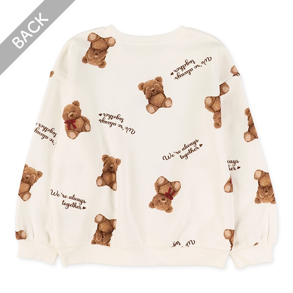 裏起毛くま総柄トレーナー