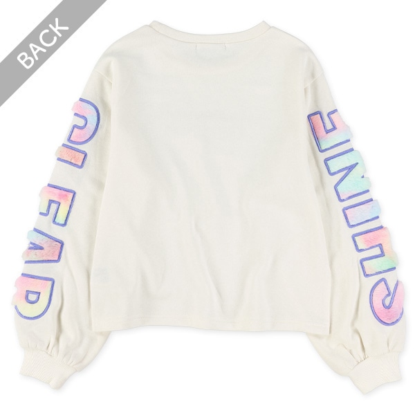 裏起毛袖ファーロゴトレーナー