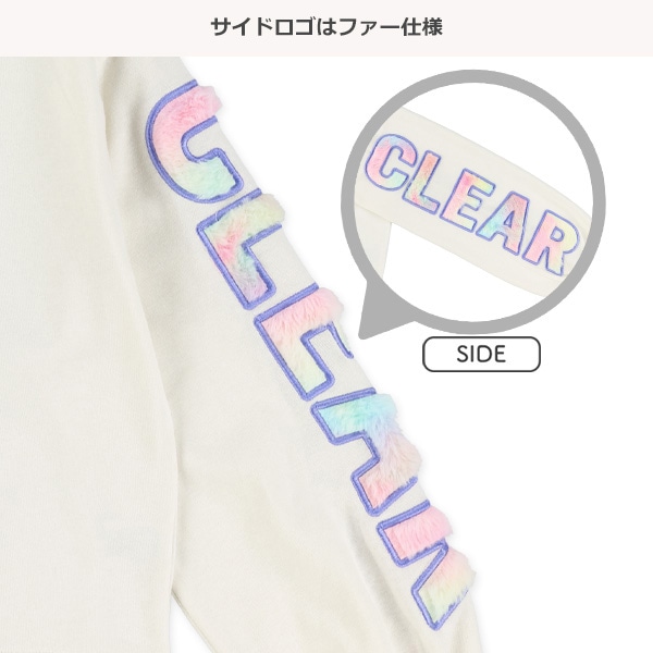 裏起毛袖ファーロゴトレーナー