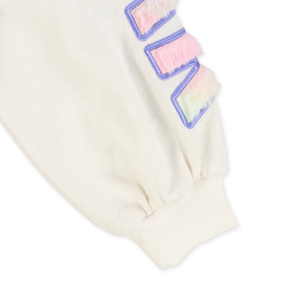 裏起毛袖ファーロゴトレーナー