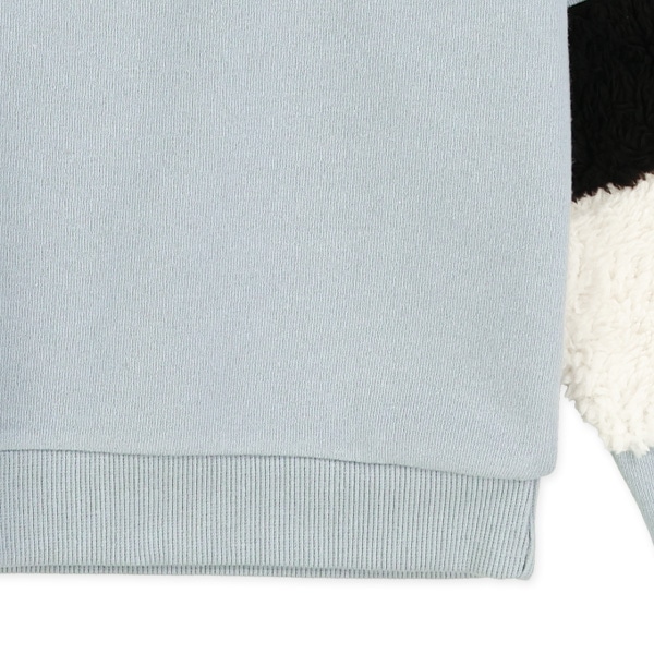 裏起毛袖ボアバタフライ箔プリントトレーナー