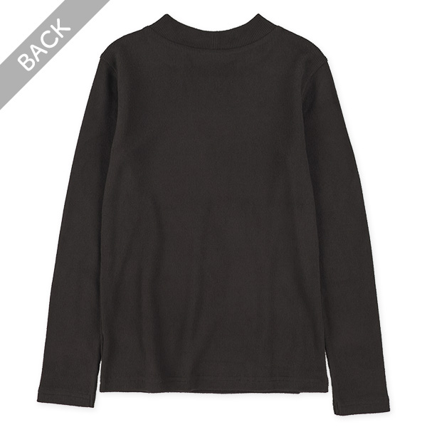 ワッフル起毛ハイネック長袖Tシャツ