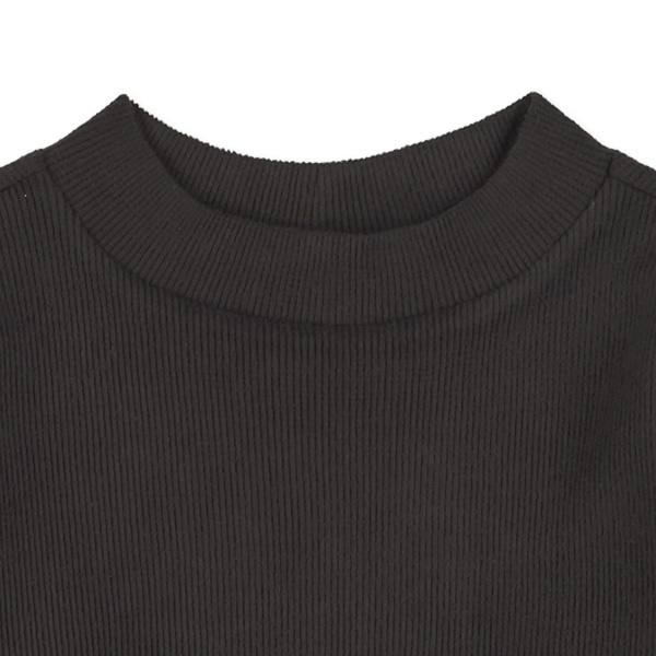 ワッフル起毛ハイネック長袖Tシャツ