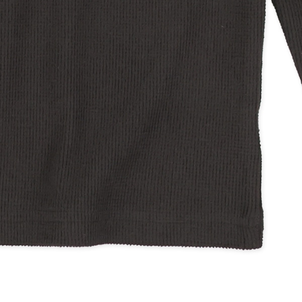 ワッフル起毛ハイネック長袖Tシャツ
