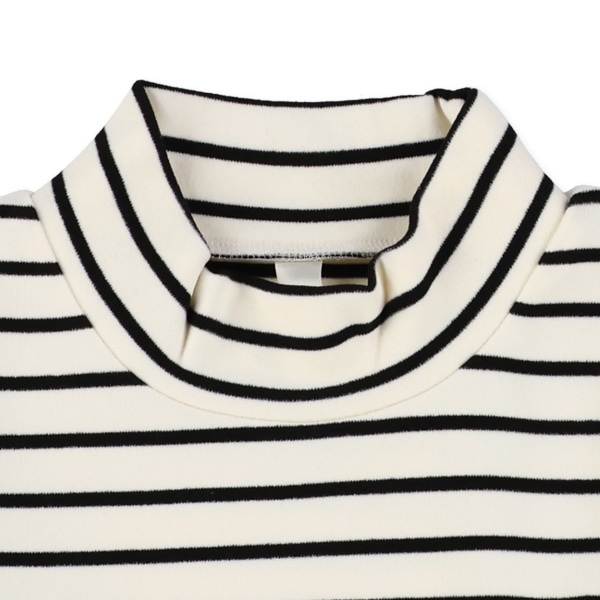 スムース起毛ボーダーハイネック長袖Tシャツ
