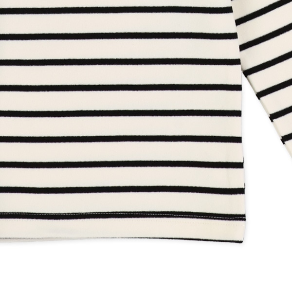 スムース起毛ボーダーハイネック長袖Tシャツ