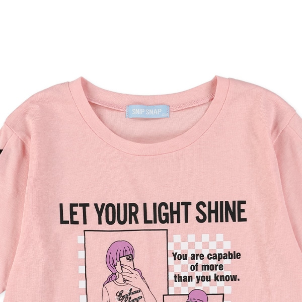 袖編み上げりぼん半袖Tシャツ