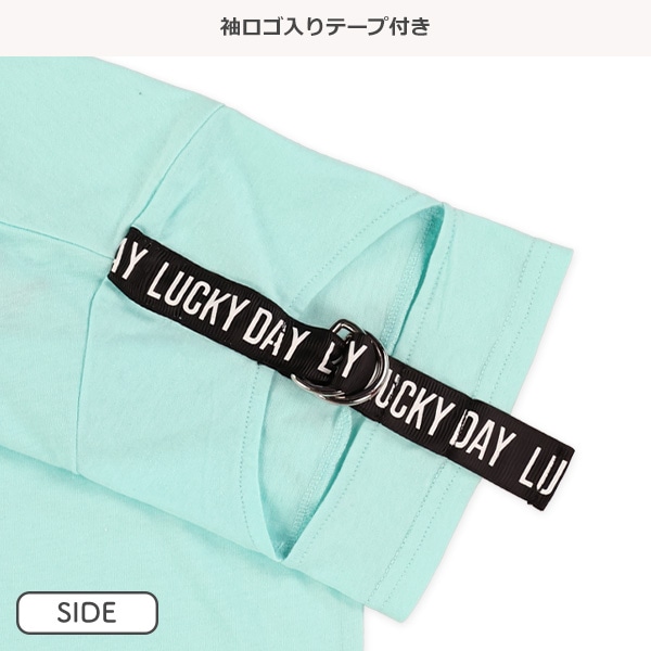 肩開き肩ロゴテープ付き半袖Tシャツ