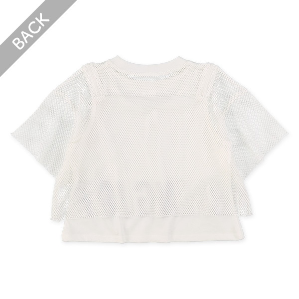 メッシュ重ね肩ファスナー付き半袖Tシャツ