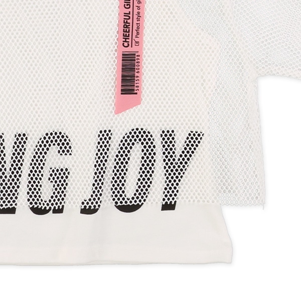 メッシュ重ね肩ファスナー付き半袖Tシャツ