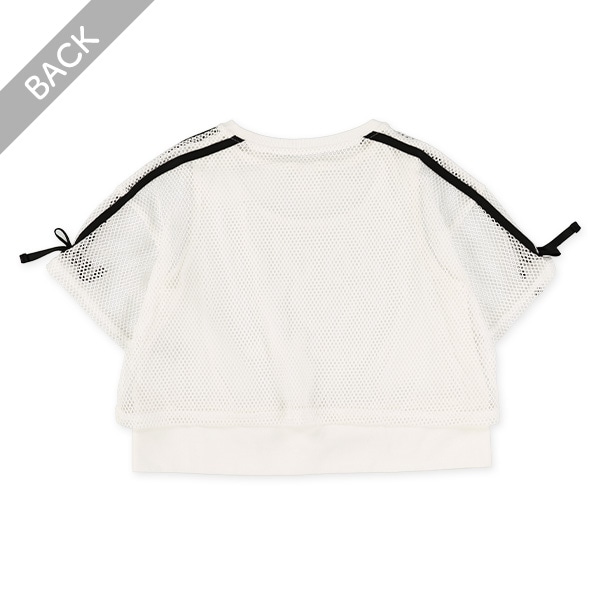 レイヤード風メッシュリボン半袖Tシャツ
