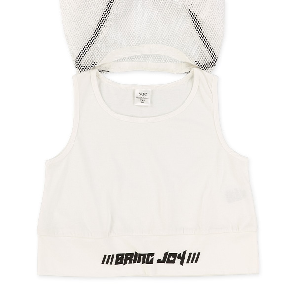 レイヤード風メッシュリボン半袖Tシャツ