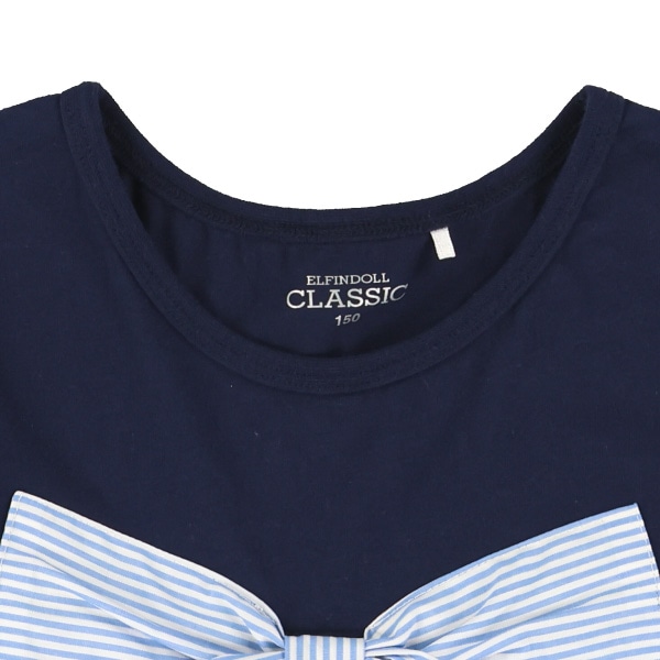 レイヤード風リボン半袖Tシャツ