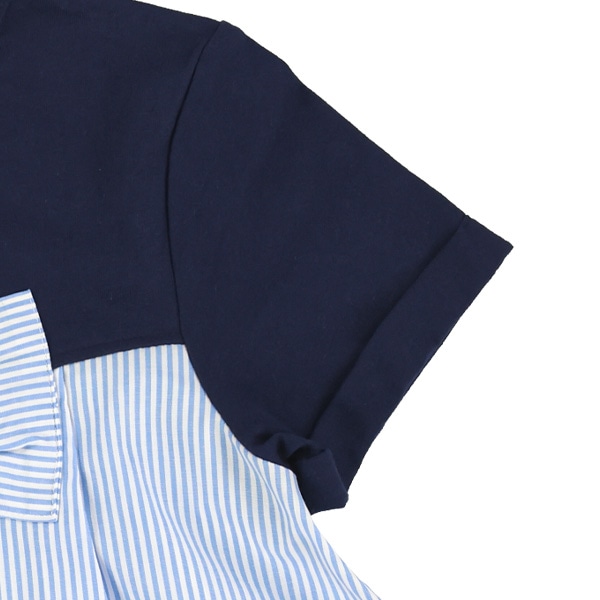 レイヤード風リボン半袖Tシャツ