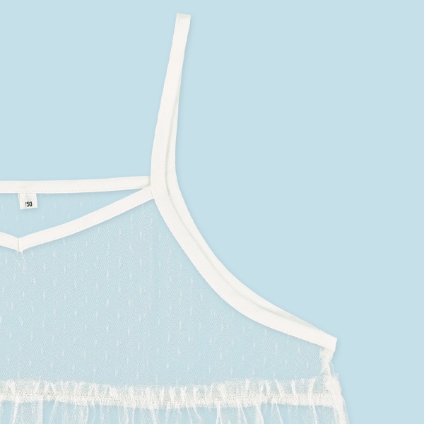 ドットチュールキャミビスチェ&半袖ロゴTシャツセット