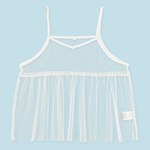 ドットチュールキャミビスチェ&半袖ロゴTシャツセット