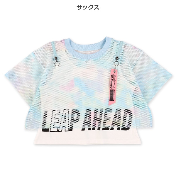 メッシュ肩ファスナーレイヤード風半袖Ｔシャツ