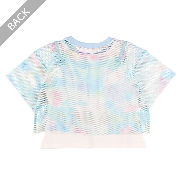 メッシュ肩ファスナーレイヤード風半袖Ｔシャツ