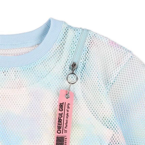 メッシュ肩ファスナーレイヤード風半袖Ｔシャツ