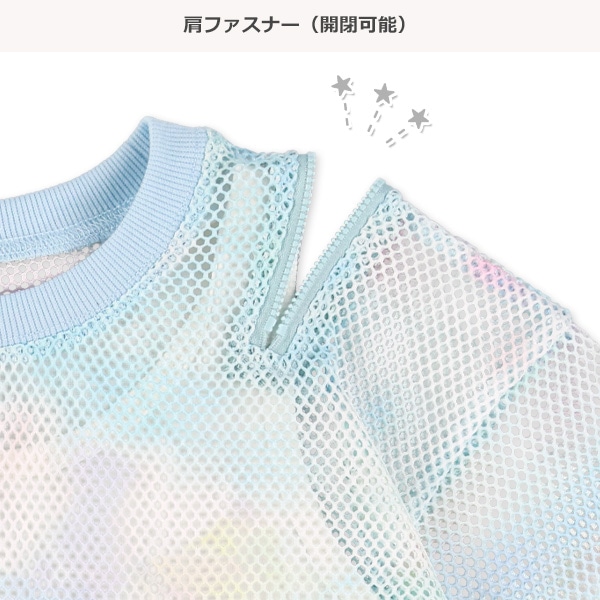 メッシュ肩ファスナーレイヤード風半袖Ｔシャツ