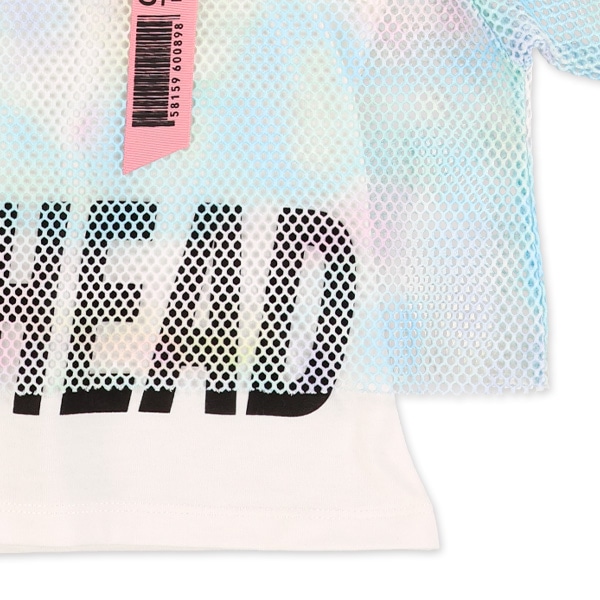 メッシュ肩ファスナーレイヤード風半袖Ｔシャツ