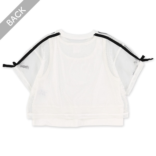 メッシュ袖リボンレイヤード風半袖Ｔシャツ
