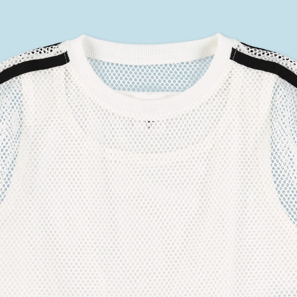 メッシュ袖リボンレイヤード風半袖Ｔシャツ