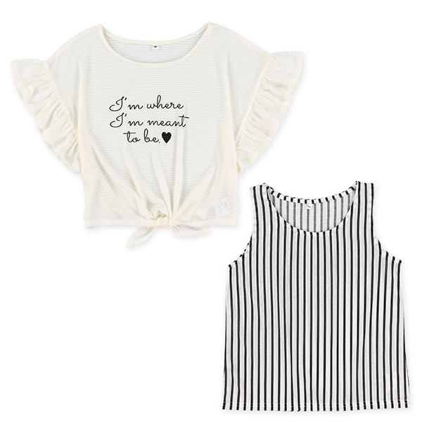 タンクトップ&裾結び半袖トップスセット