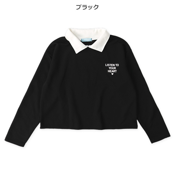 ポンチ襟発泡プリント長袖Ｔシャツ