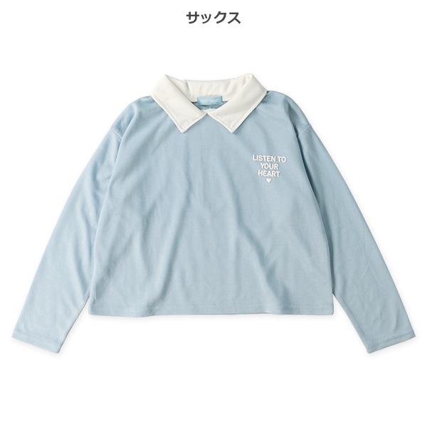 ポンチ襟発泡プリント長袖Ｔシャツ