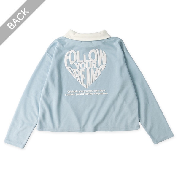 ポンチ襟発泡プリント長袖Ｔシャツ