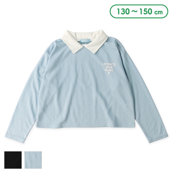 ポンチ襟発泡プリント長袖Ｔシャツ