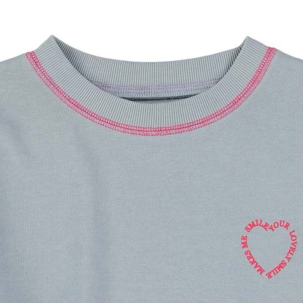 ミニ裏毛配色ハート薄手トレーナー