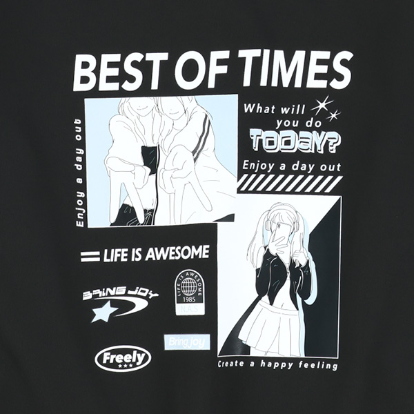 ポンチエモ系イラスト長袖Tシャツ