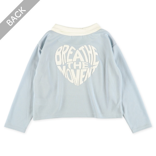 襟付き発泡プリント長袖Tシャツ