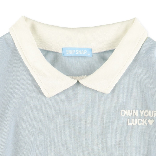 襟付き発泡プリント長袖Tシャツ