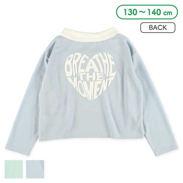 襟付き発泡プリント長袖Tシャツ