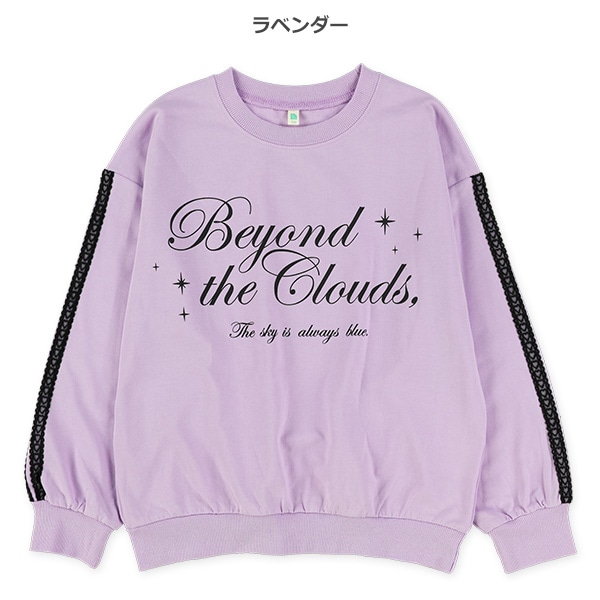 ミニ裏毛袖ハートレース薄手トレーナー