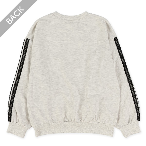 ミニ裏毛袖ハートレース薄手トレーナー