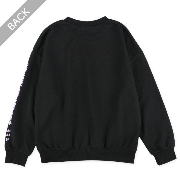 裏毛オーロラ箔袖ロゴ薄手トレーナー