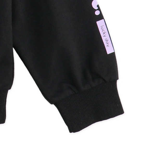 裏毛オーロラ箔袖ロゴ薄手トレーナー