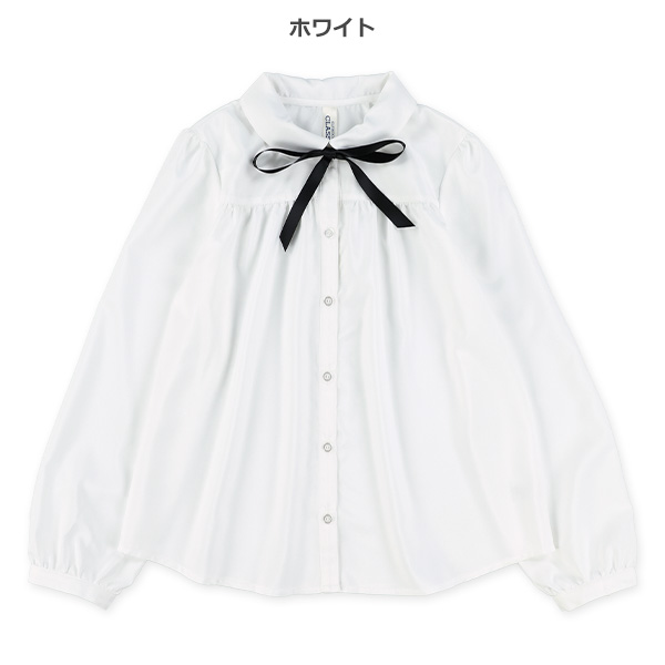 ボータイリボン付き長袖ブラウス