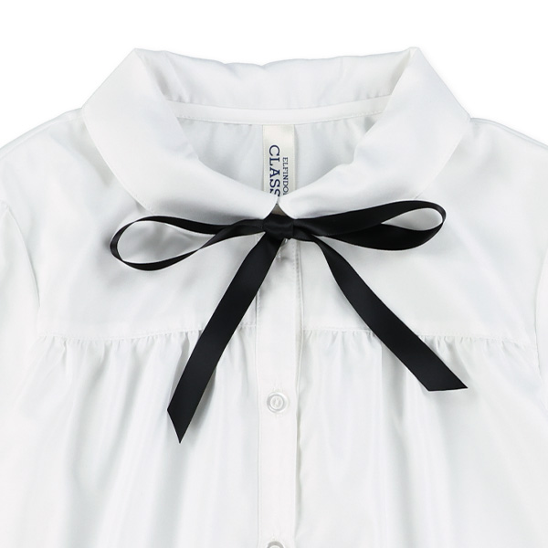 ボータイリボン付き長袖ブラウス