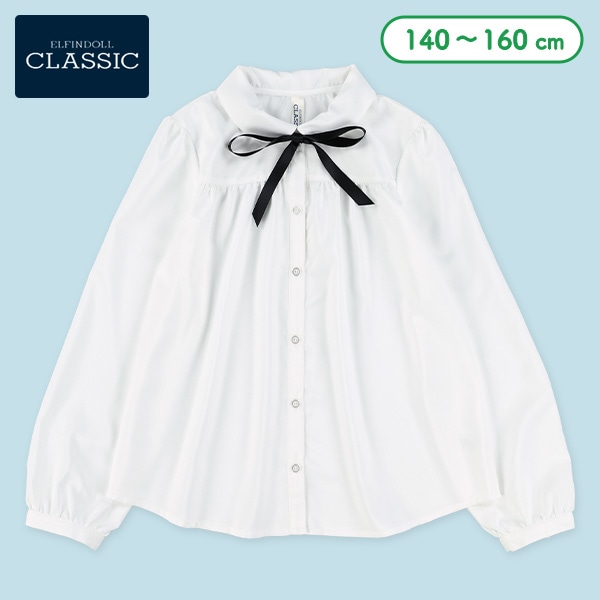 ボータイリボン付き長袖ブラウス