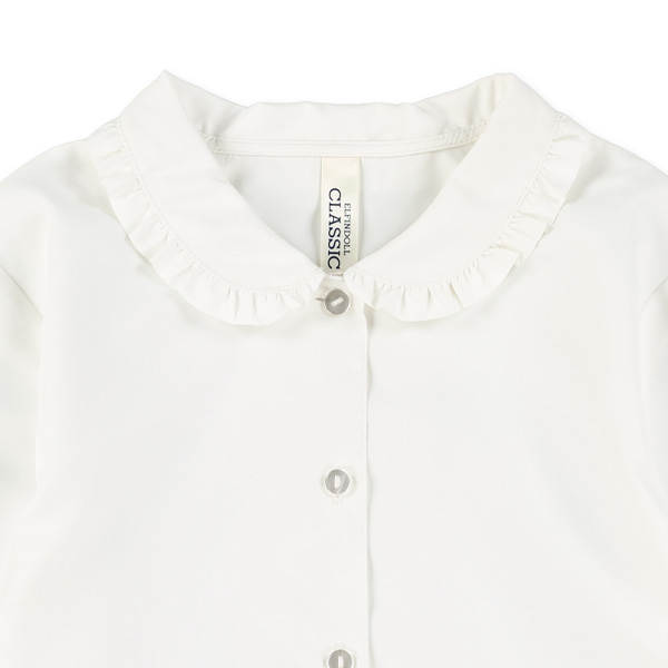 ブロード襟フリル長袖ブラウス