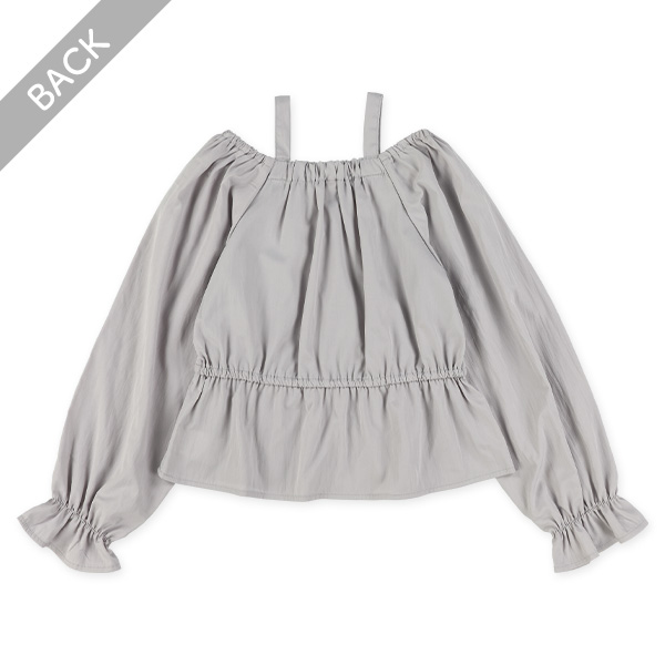 布帛肩開き長袖ブラウス