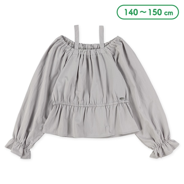 布帛肩開き長袖ブラウス