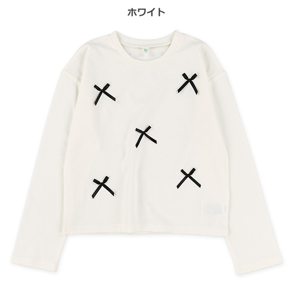 リボン付き長袖Tシャツ