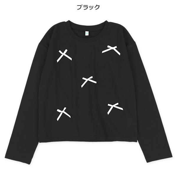 リボン付き長袖Tシャツ