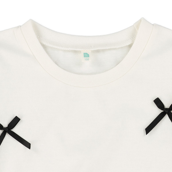 リボン付き長袖Tシャツ